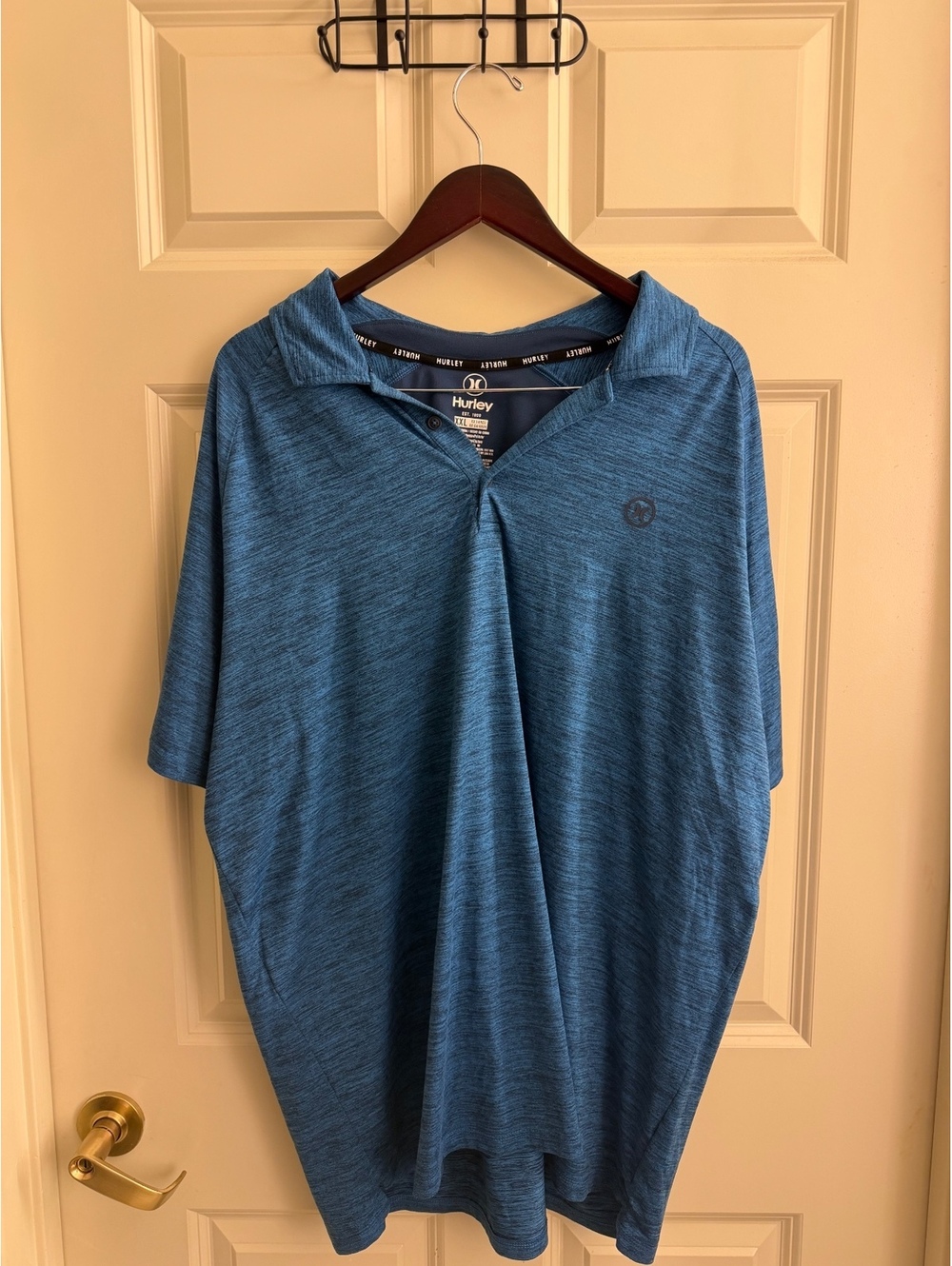 Hurley Men's XXL Blue Polyester Short Sleeve Polo Shirt - #1510